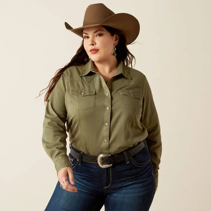 Women TShirts and Tops Ariat Jurlington Snap Shirt Sea Spray Women TShirts and Tops Ariat Jurlington Snap Shirt Sea Spray