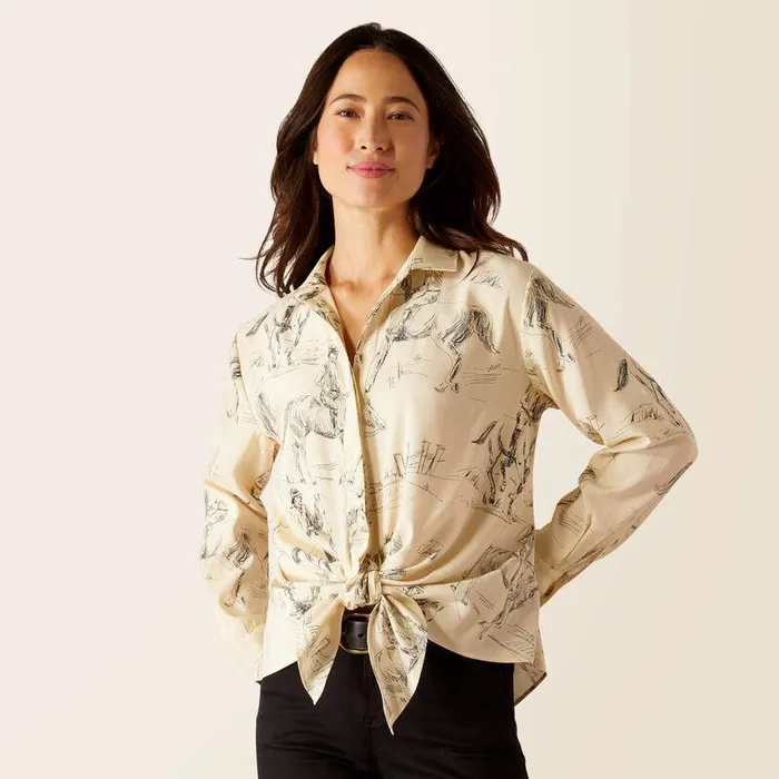 Women TShirts and Tops Ariat Larkspur Blouse Ivory Toile