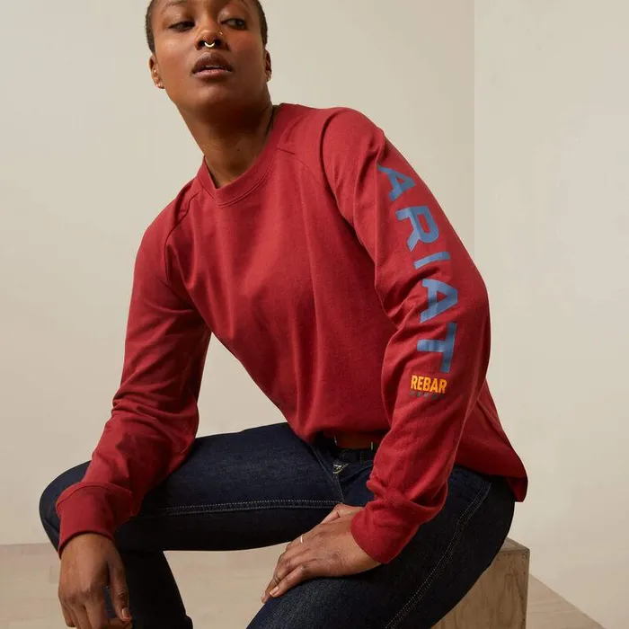 Women TShirts and Tops Ariat Rebar Cotton Strong Logo Graphic