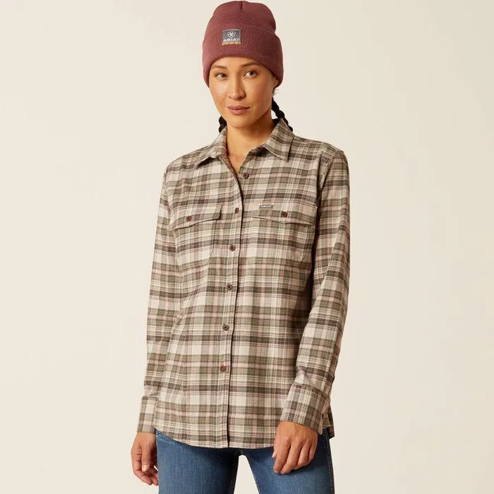 Women TShirts and Tops Ariat Rebar Flannel DuraStretch Work Shirt Beetle