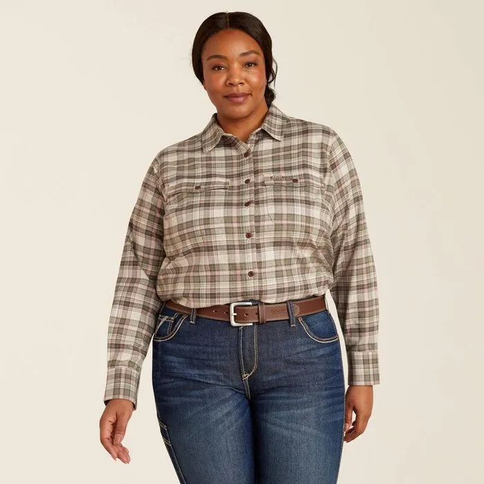 Women TShirts and Tops Ariat Rebar Flannel DuraStretch Work Shirt Beetle