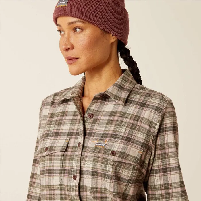 Women TShirts and Tops Ariat Rebar Flannel DuraStretch Work Shirt Beetle