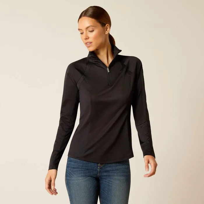 Women TShirts and Tops Ariat Sunstopper 30 14 Zip Baselayer Black