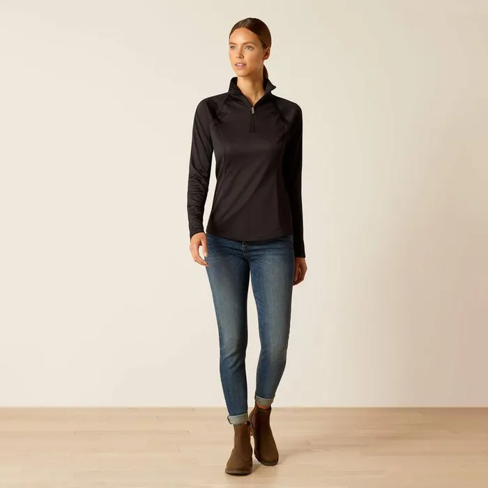 Women TShirts and Tops Ariat Sunstopper 30 14 Zip Baselayer Black