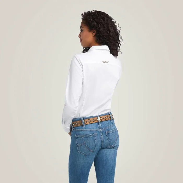 Women TShirts and Tops Ariat Team Kirby Stretch Shirt White Wand Leopard Logo