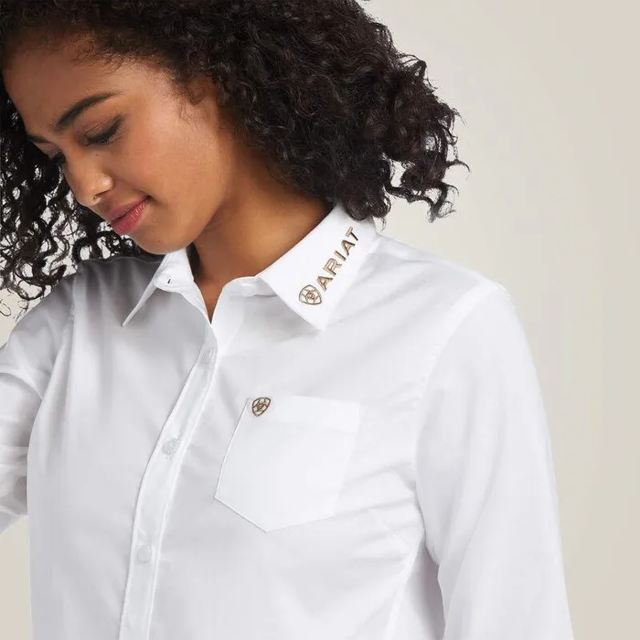 Women TShirts and Tops Ariat Team Kirby Stretch Shirt White Wand Leopard Logo