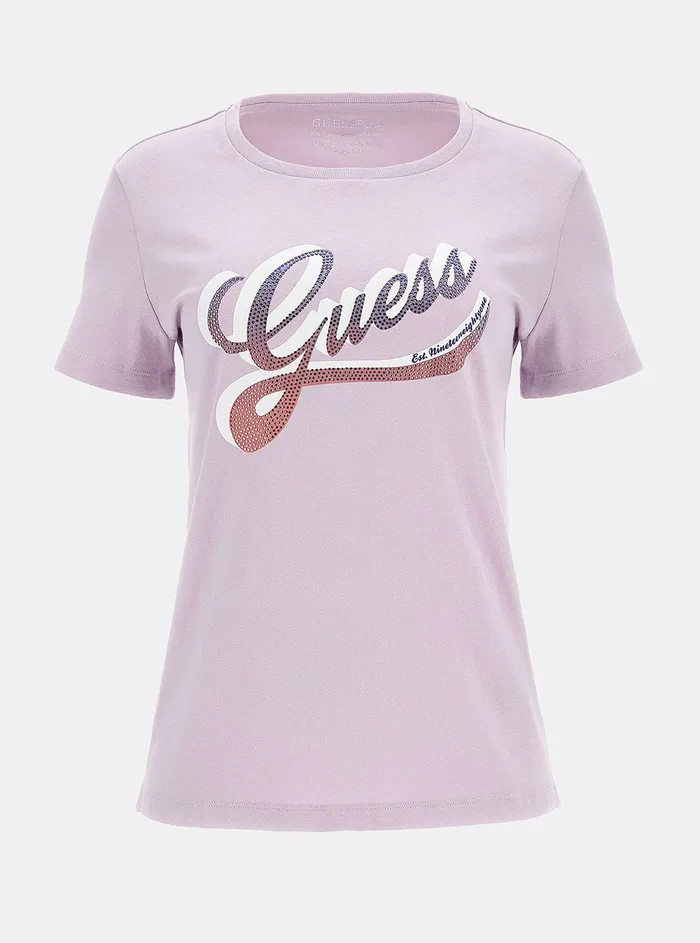 Women Tees and Tanks GUESS Eco Lilac Shaded Logo Tshirt