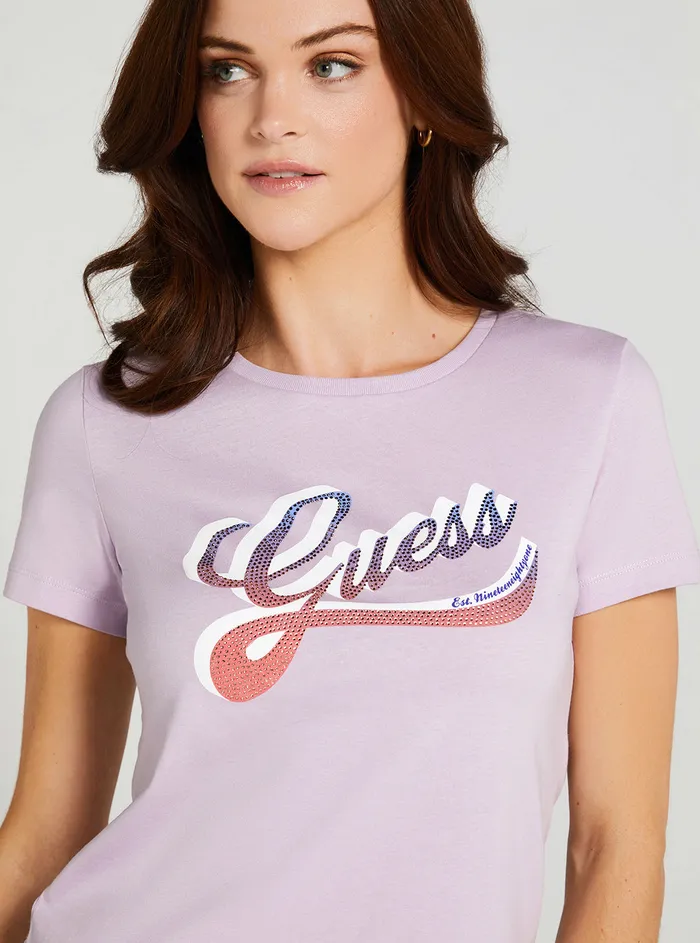 Women Tees and Tanks GUESS Eco Lilac Shaded Logo Tshirt