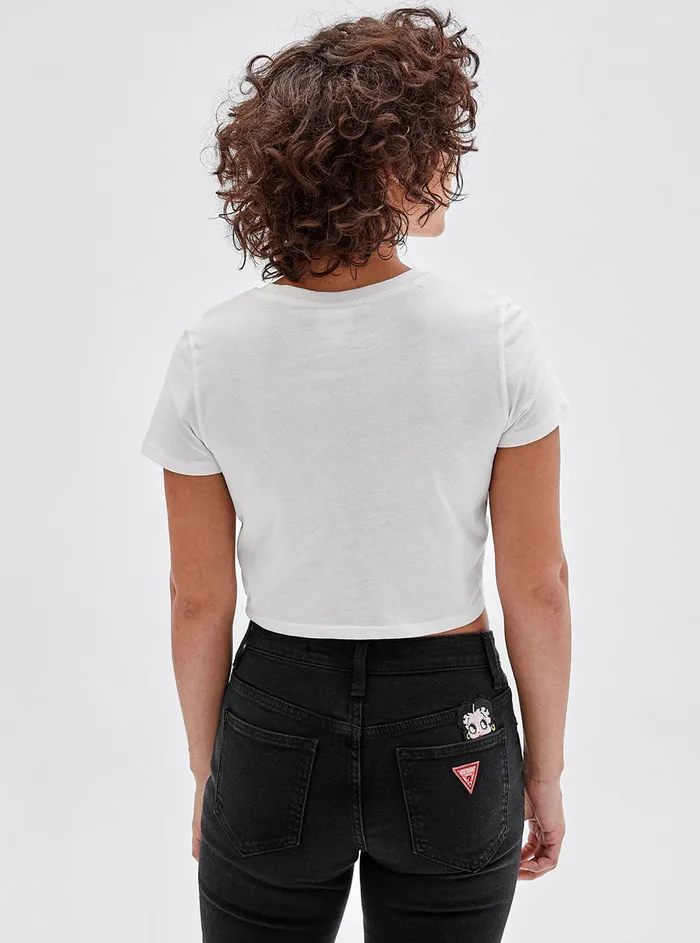 Women Tees and Tanks GUESS Guess Originals X Betty Boop White Cropped Baby Tshirt