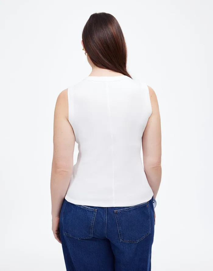 Women Tees Madewell Regenerative Cotton Ribbed High VNeck Tank White