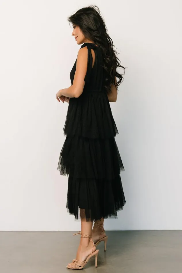 Women Tessa Tiered Tulle Tank Dress Black Baltic Born Midi Dresses
