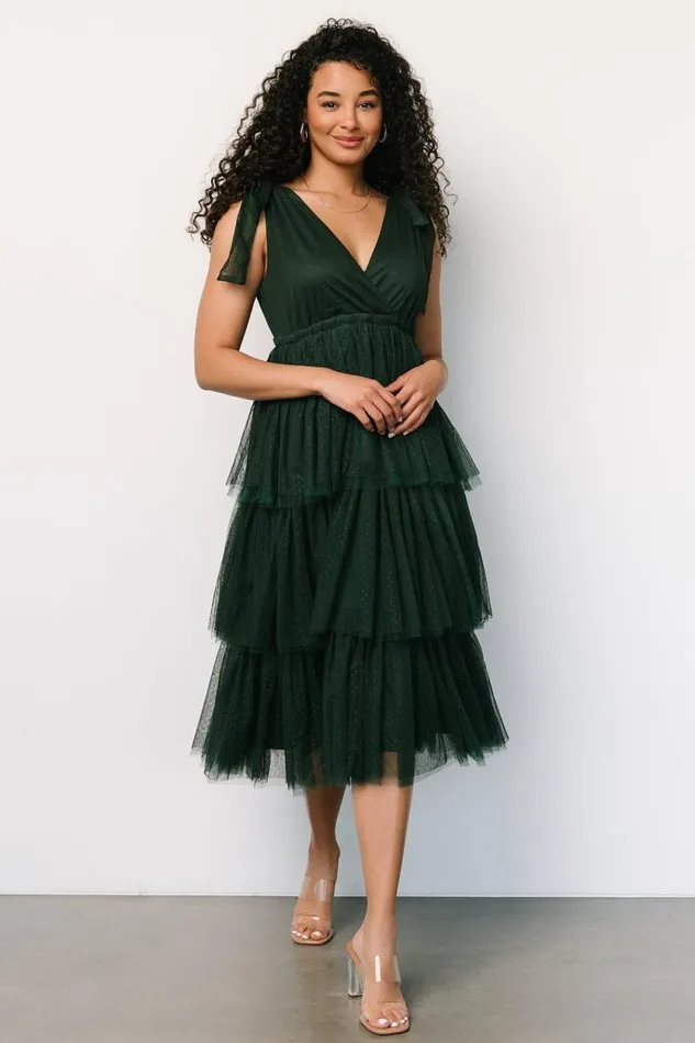 Women Tessa Tiered Tulle Tank Dress Dark Green Baltic Born Tulle Styles