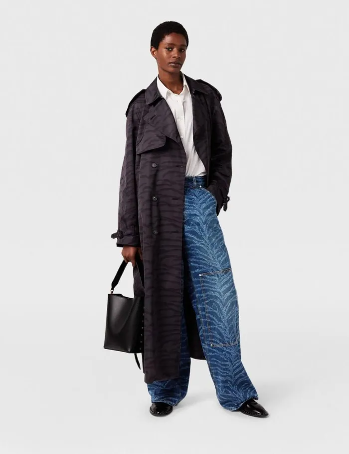 Women Tiger Print Belted Trench Coat Black Tiger Print Stella McCartney Coats And Jackets Women Tiger Print Belted Trench Coat Black Tiger Print Stella McCartney Coats And Jackets