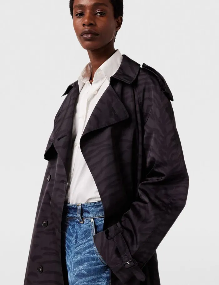 Women Tiger Print Belted Trench Coat Black Tiger Print Stella McCartney Coats And Jackets Women Tiger Print Belted Trench Coat Black Tiger Print Stella McCartney Coats And Jackets