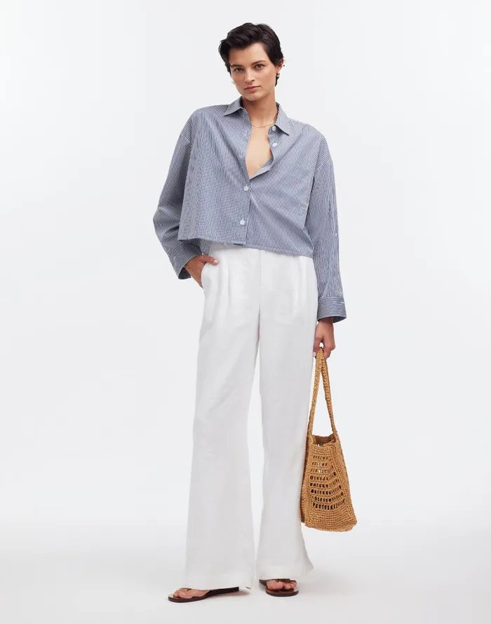 Women Tops and Shirts Madewell StraightHem Shirt Blue And White Even Stripe