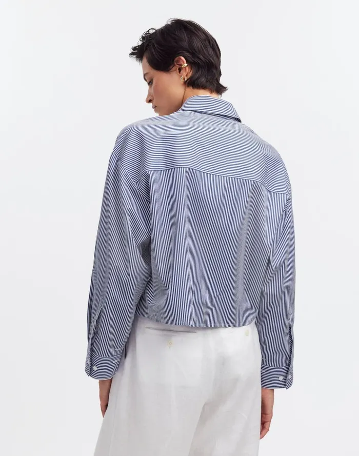 Women Tops and Shirts Madewell StraightHem Shirt Blue And White Even Stripe