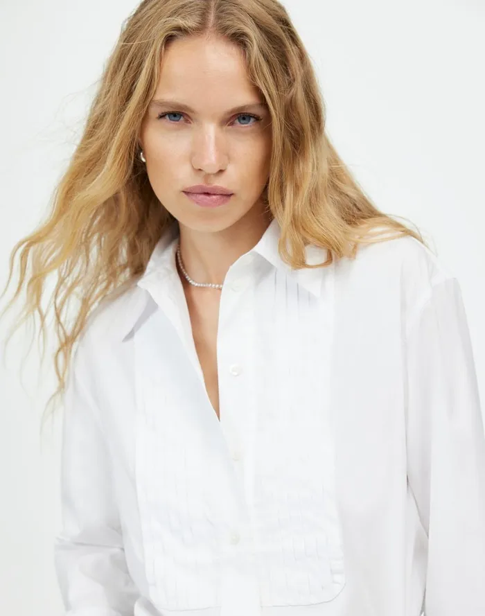 Women Tops and Shirts Madewell Tuxedo ButtonUp Shirt In Poplin Eyelet White