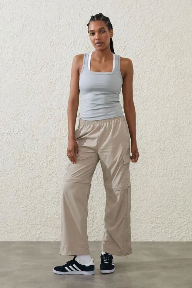 Women Tops Cotton On Active Rib Scoop Tank Light Grey Heather Marle
