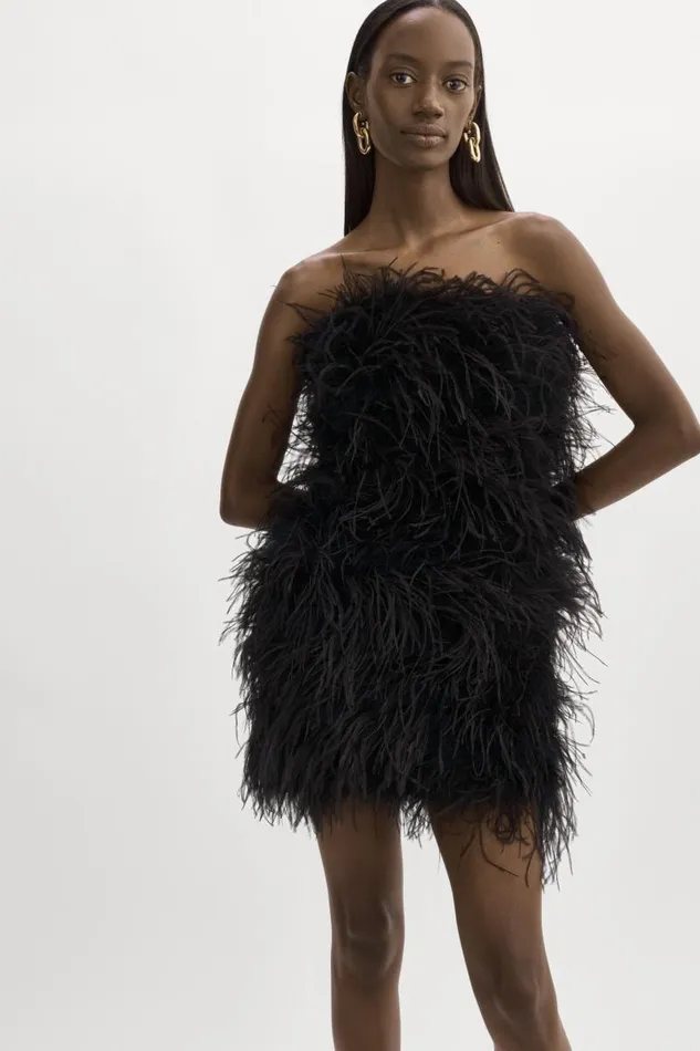 Women TRIANA Feather Dress Black LAMARQUE Dresses