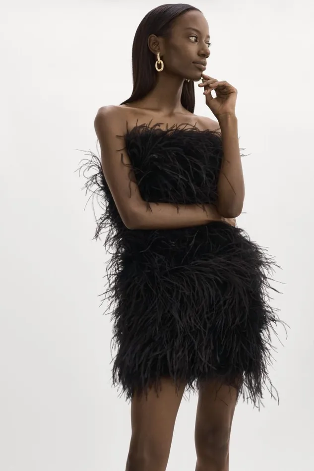 Women TRIANA Feather Dress Black LAMARQUE Dresses
