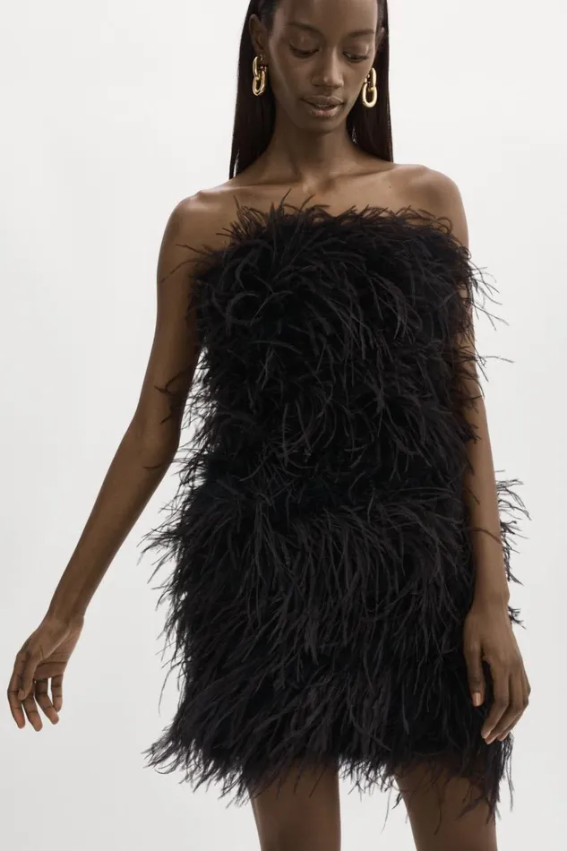 Women TRIANA Feather Dress Black LAMARQUE Dresses