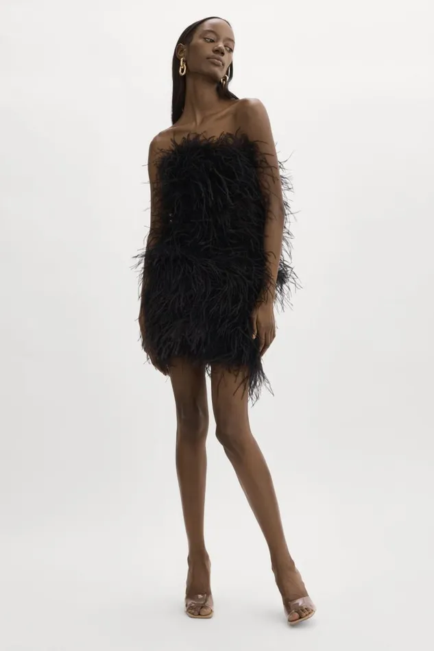 Women TRIANA Feather Dress Black LAMARQUE Dresses