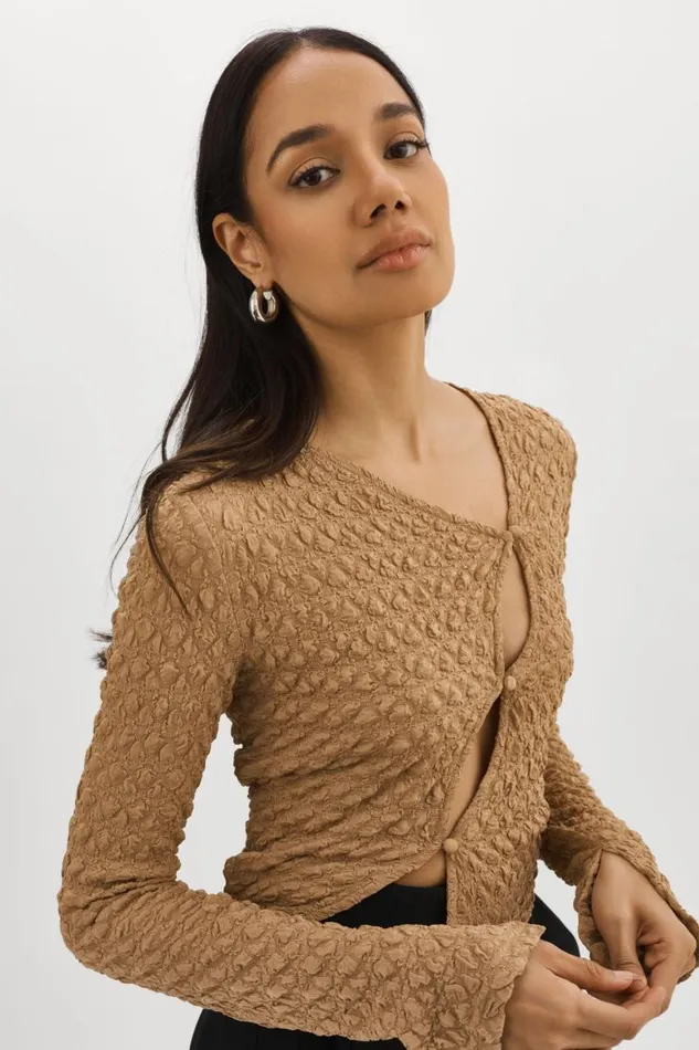 Women VENERA CutOut Top Wheat LAMARQUE Tops Women VENERA CutOut Top Wheat LAMARQUE Tops