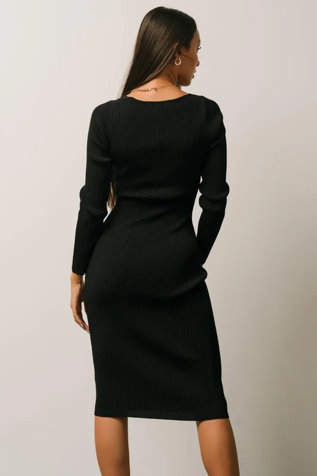 Women Waldorf Ribbed Midi Dress Black Baltic Born Midi Dresses