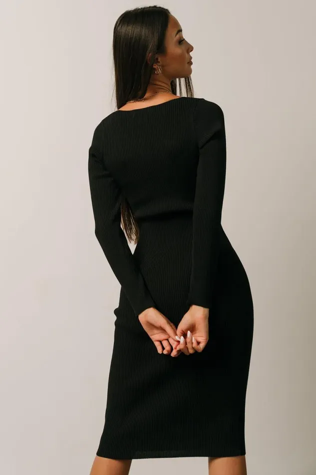 Women Waldorf Ribbed Midi Dress Black Baltic Born Midi Dresses