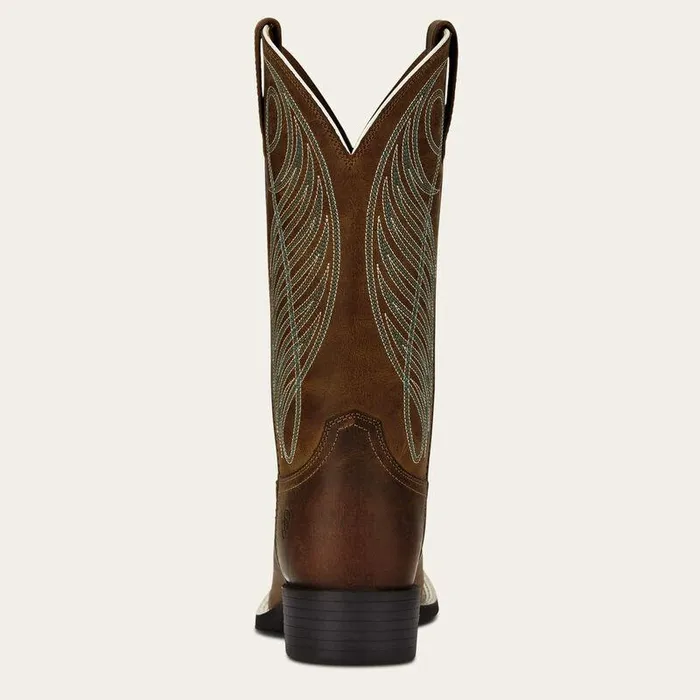 Women Western Boots Ariat Round Up Wide Square Toe Western Boot Powder Brown
