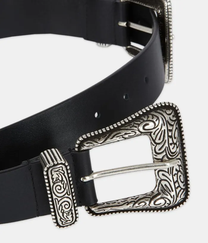 Women Wide Black Leather Belt THE KOOPLES Belts