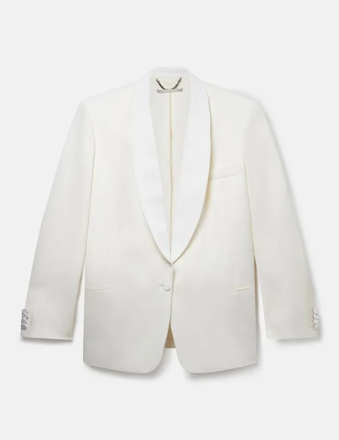Women Wool Blazer With Shawl Lapels Chalk White Stella McCartney Coats And Jackets