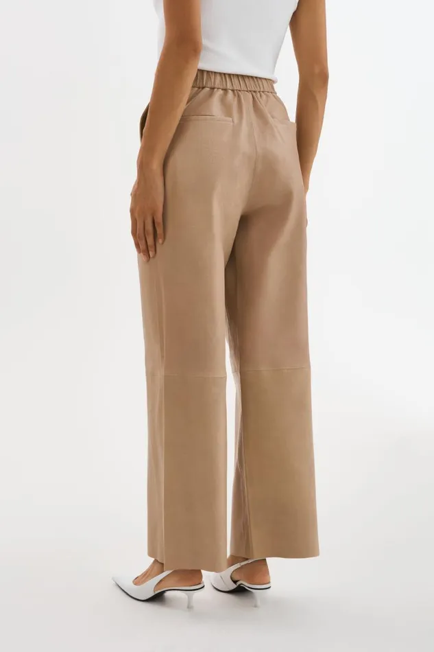 Women YAREN Leather Pants Beige LAMARQUE Pants and Shorts
