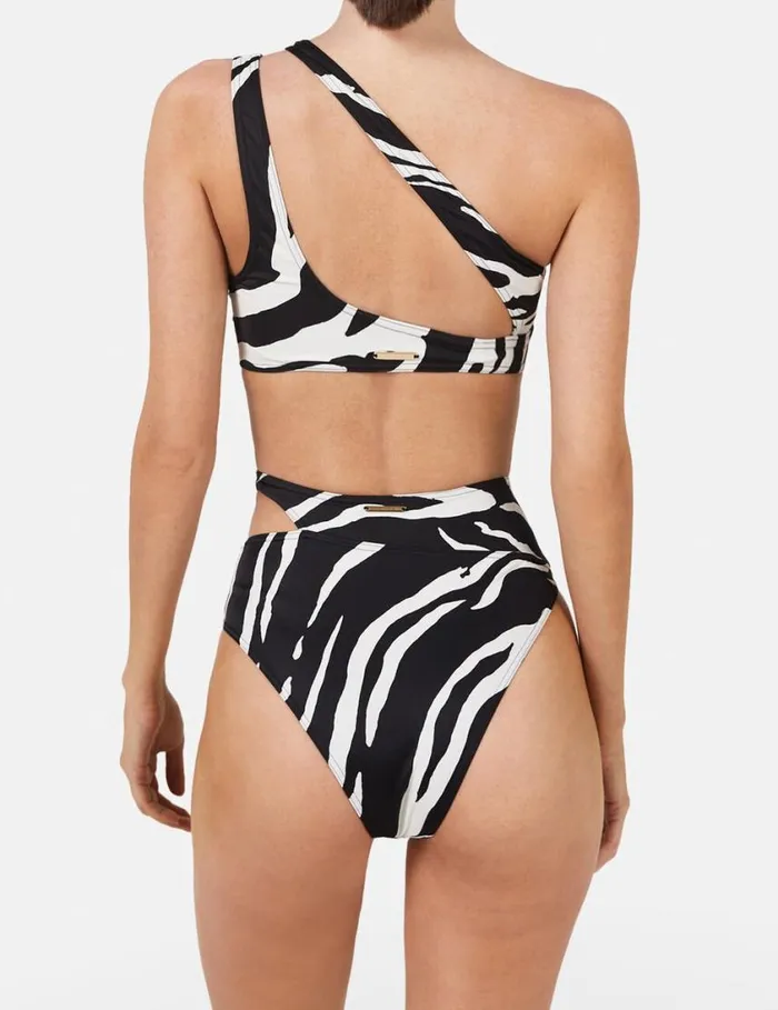 Women Zebra Print CutOut Bikini Top Blackivory Stella McCartney Swimwear Women Zebra Print CutOut Bikini Top Blackivory Stella McCartney Swimwear