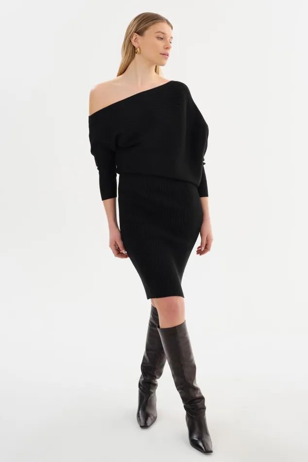 Women ZENOBIA Knit Midi Dress Black LAMARQUE Dresses
