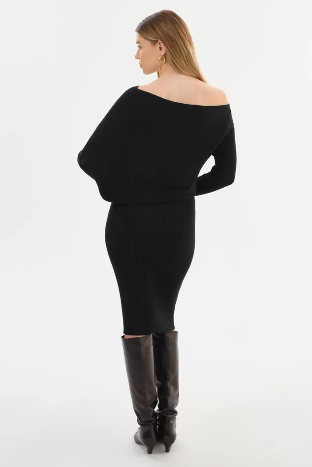 Women ZENOBIA Knit Midi Dress Black LAMARQUE Dresses