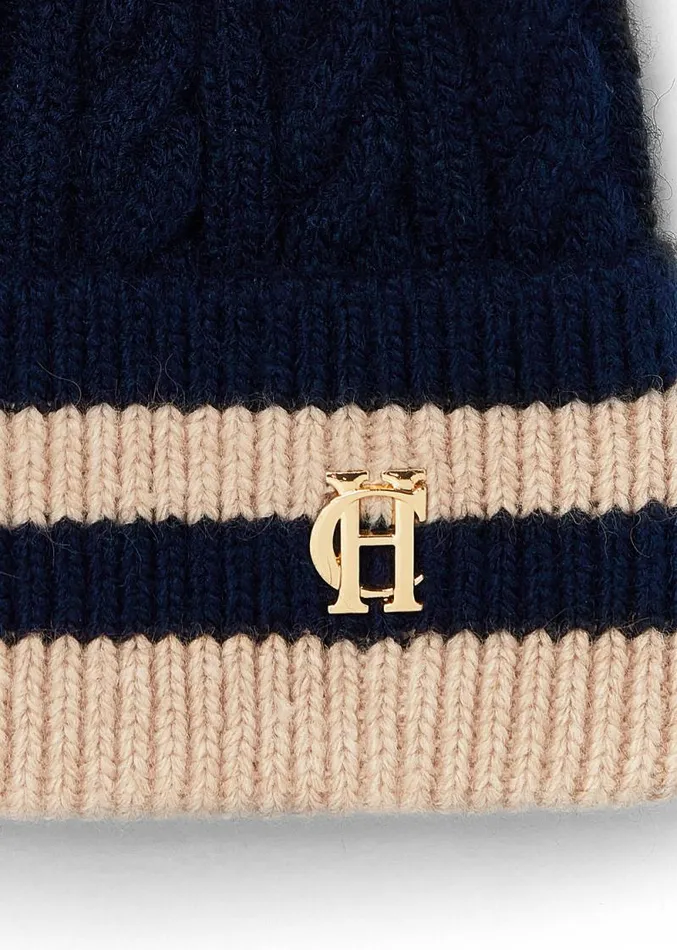 Women Zoe Bobble Hat Ink Navy Stripe Holland Cooper Hats and Headbands