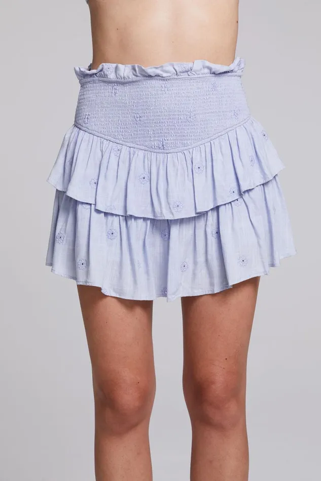 Womens Bottoms Chaser Brand Cruz Faded Denim Blue Mini Skirt