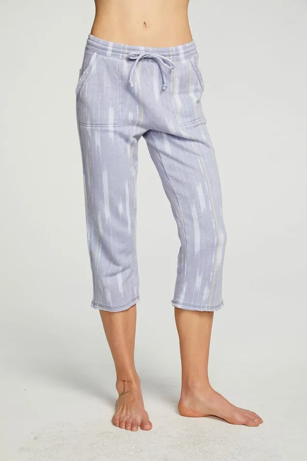 Womens Bottoms Chaser Brand Linen French Terry Cropped Relaxed Raw Edge Jogger