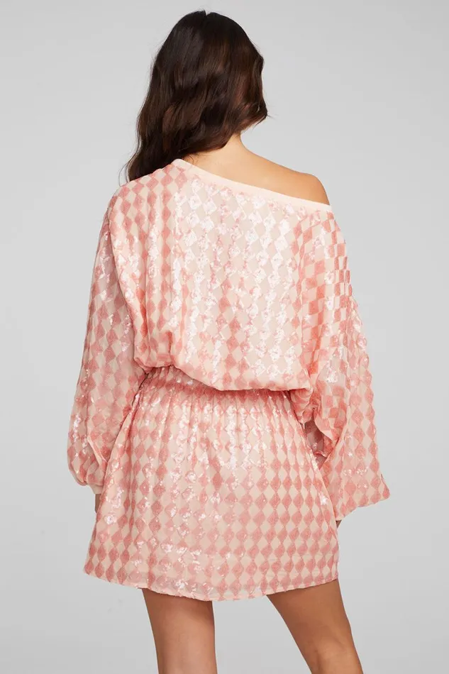 Womens Dresses Chaser Brand Cooper Long Sleeve Mini Dress Embellished Check