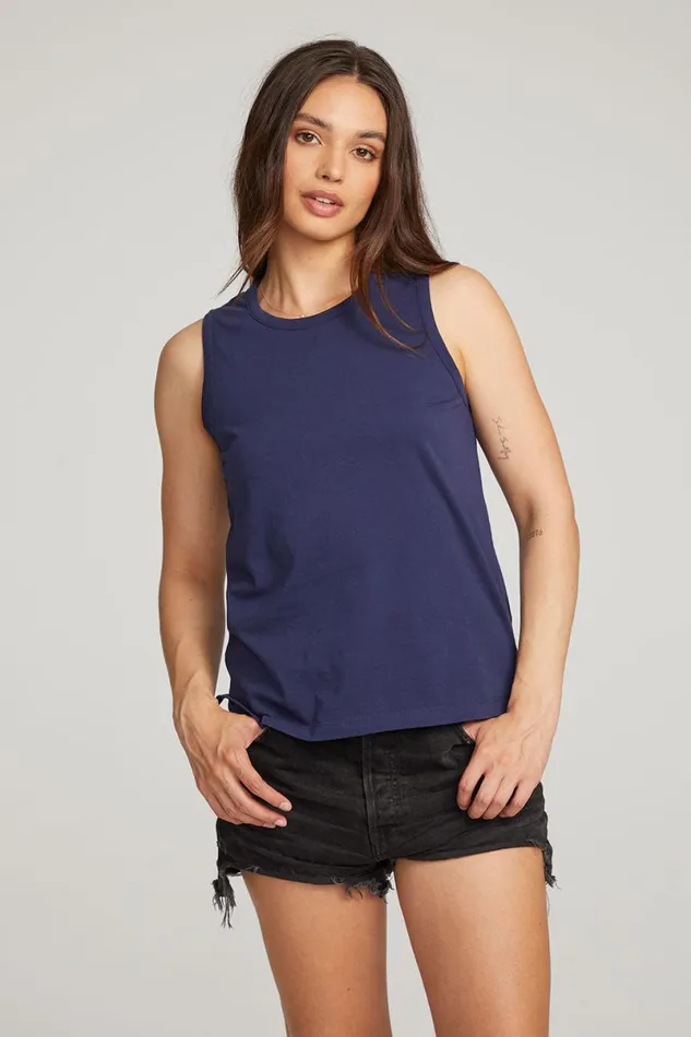 Womens Tops Chaser Brand Basic Sapphire Slit Tank