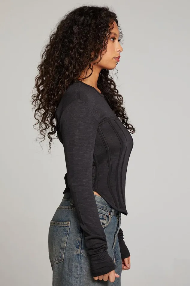 Womens Tops Chaser Brand Baysidee Licorice Long Sleeve