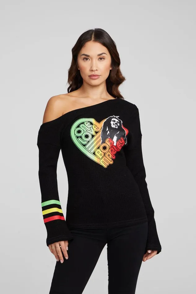 Womens Tops Chaser Brand Bob Marley One Love Long Sleeve