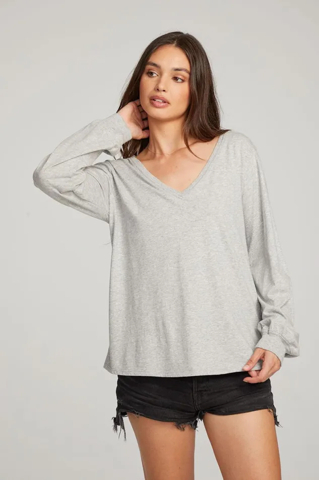 Womens Tops Chaser Brand Kara Heather Grey Long Sleeve