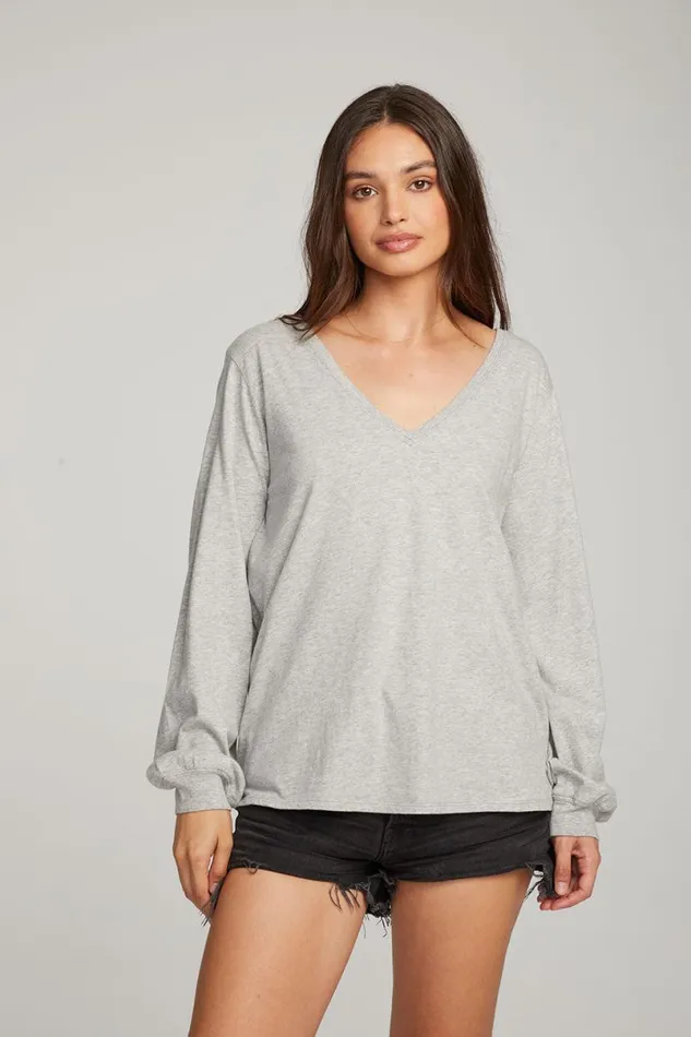Womens Tops Chaser Brand Kara Heather Grey Long Sleeve
