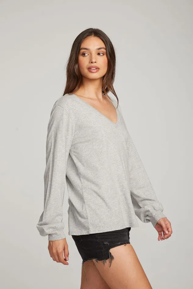 Womens Tops Chaser Brand Kara Heather Grey Long Sleeve