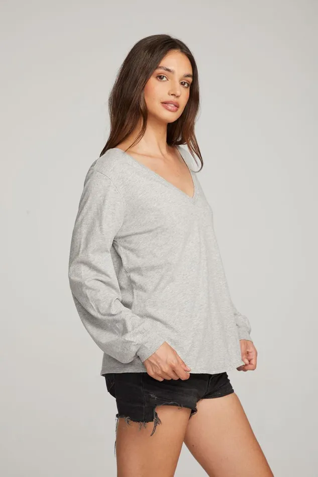 Womens Tops Chaser Brand Kara Heather Grey Long Sleeve