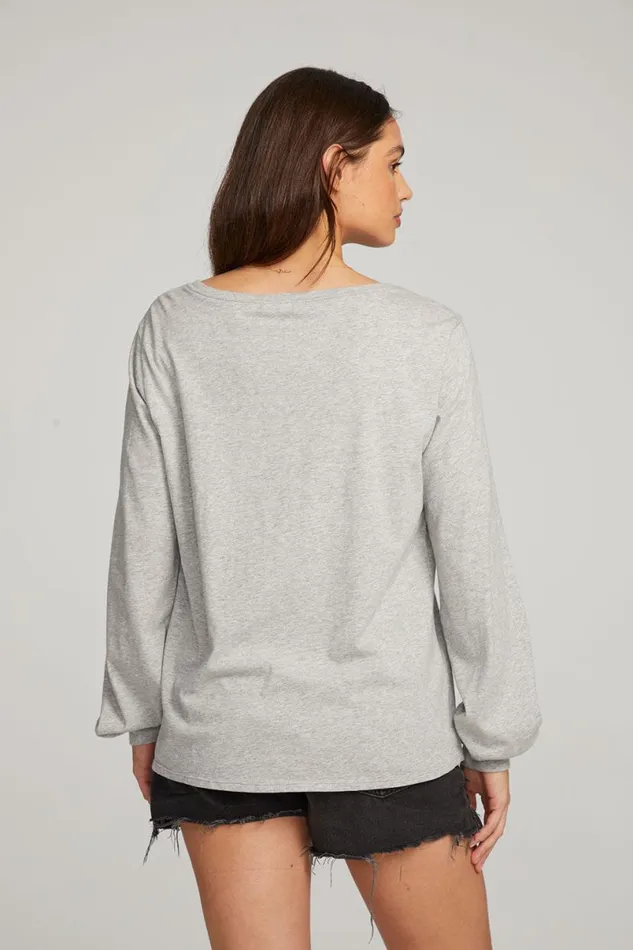 Womens Tops Chaser Brand Kara Heather Grey Long Sleeve