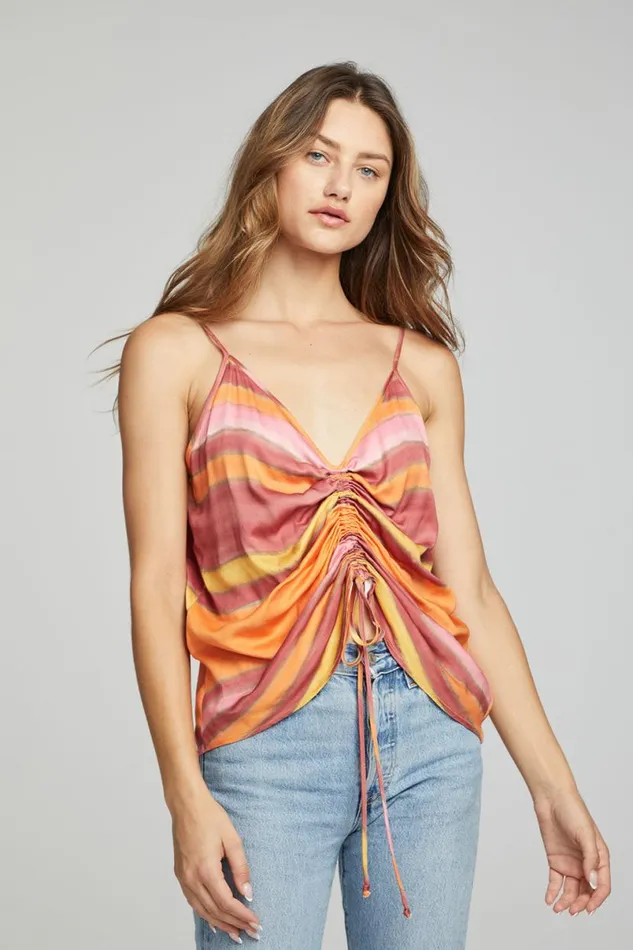 Womens Tops Chaser Brand Lucca Tank Top 8211 Sunset Stripe