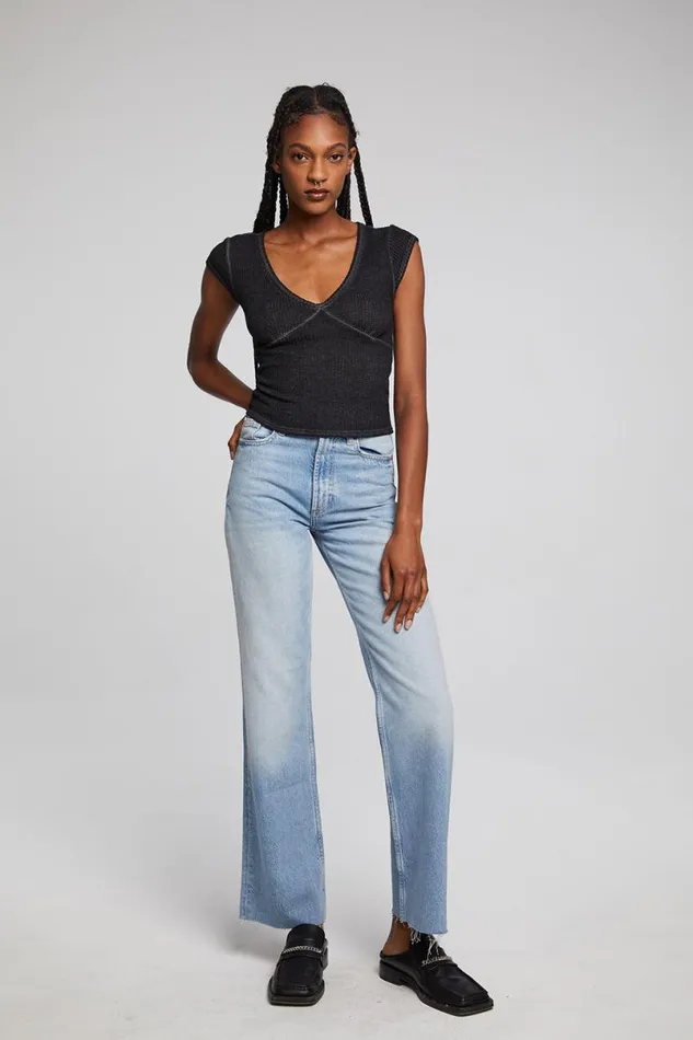 Womens Tops Chaser Brand Page Licorice Tee